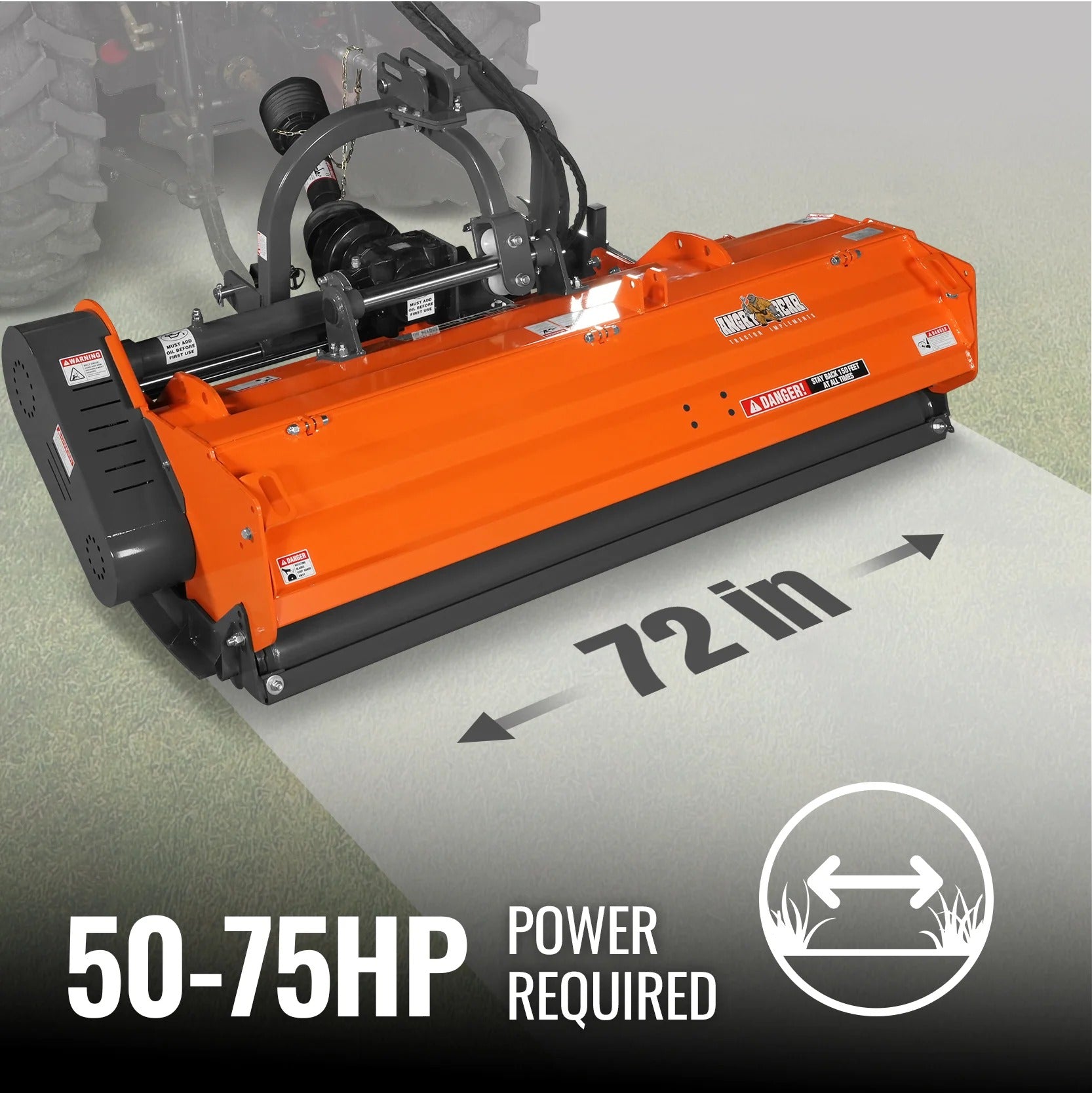 MechMaxx 72" Heavy Duty PTO Flail Mower with Hydraulic Side Shift, 3-Point Hitch, 50–75HP, Model KDK72H
