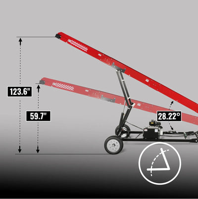 MechMaxx Firewood Conveyor with 7HP 212cc Engine, 124" Max Lift Height, 236" Length, Model HC2016