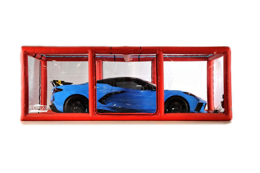CarCapsule 18 ft Scorcher Series ShowCase Indoor Red Capsule w/ Road Design Floor, IntelliCharger & LED Kit - CCSH18RED