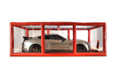CarCapsule 18 ft Scorcher Series ShowCase Indoor Red Capsule w/ Road Design Floor, IntelliCharger & LED Kit - CCSH18RED