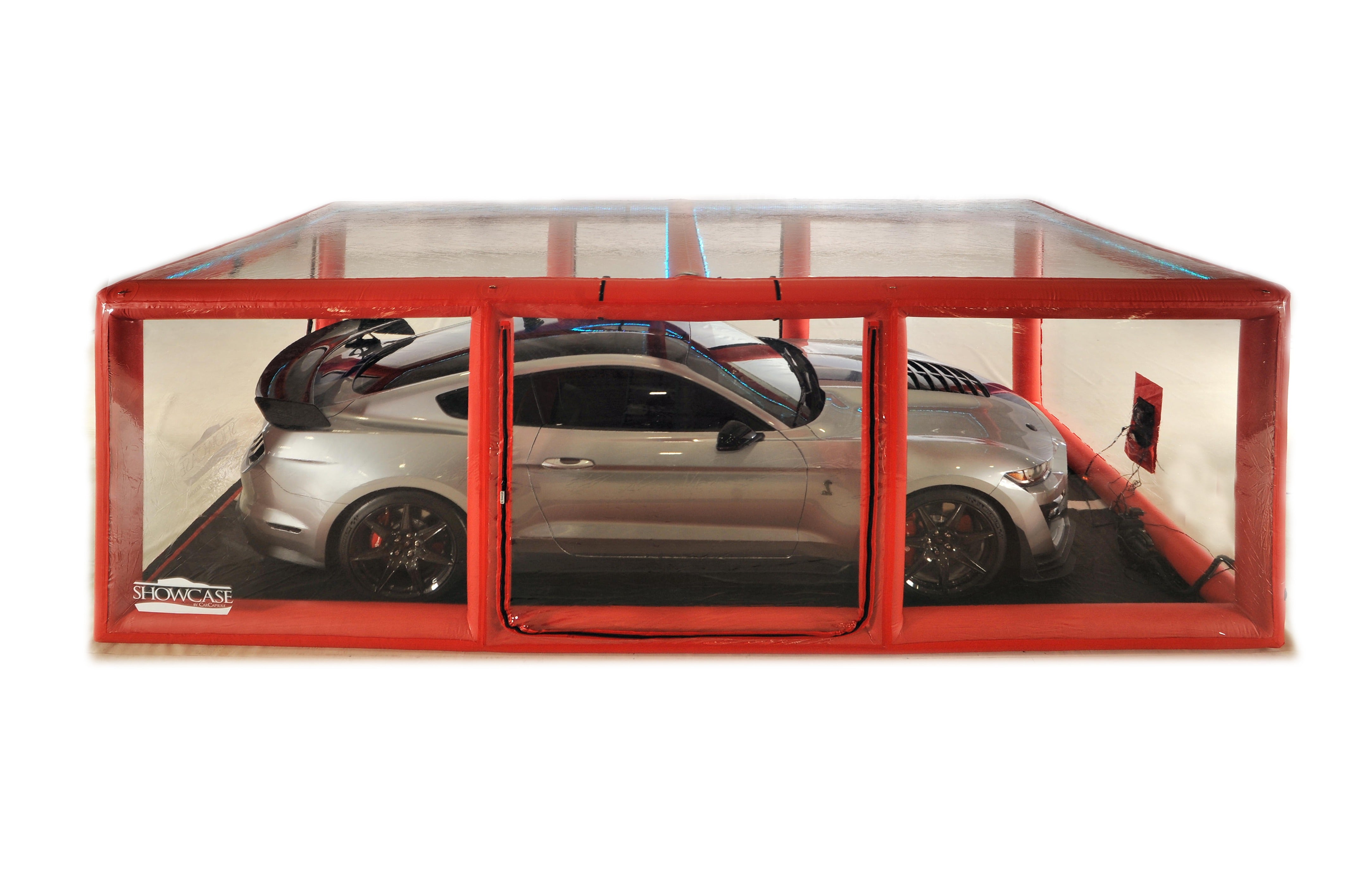 CarCapsule 18 ft Scorcher Series ShowCase Indoor Red Capsule w/ Road Design Floor, IntelliCharger & LED Kit - CCSH18RED