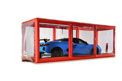 CarCapsule 18 ft Scorcher Series ShowCase Indoor Red Capsule w/ Road Design Floor, IntelliCharger & LED Kit - CCSH18RED