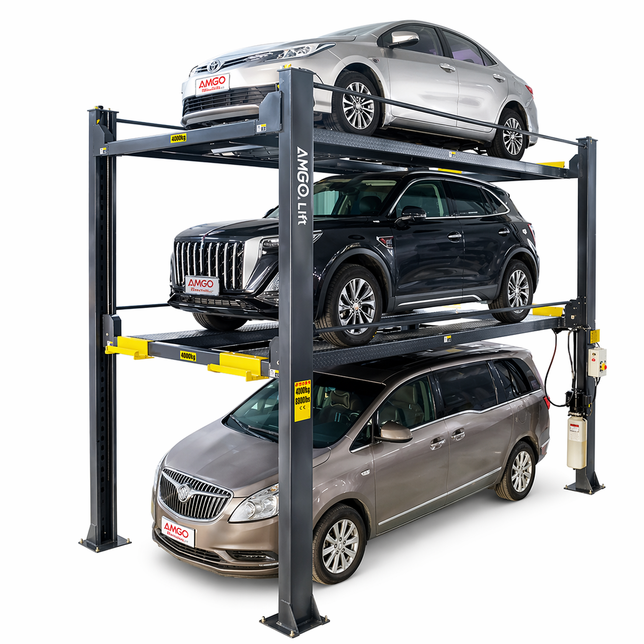 AMGO 4097X 4-Post Triple Parking Lift 9,000 lb Capacity