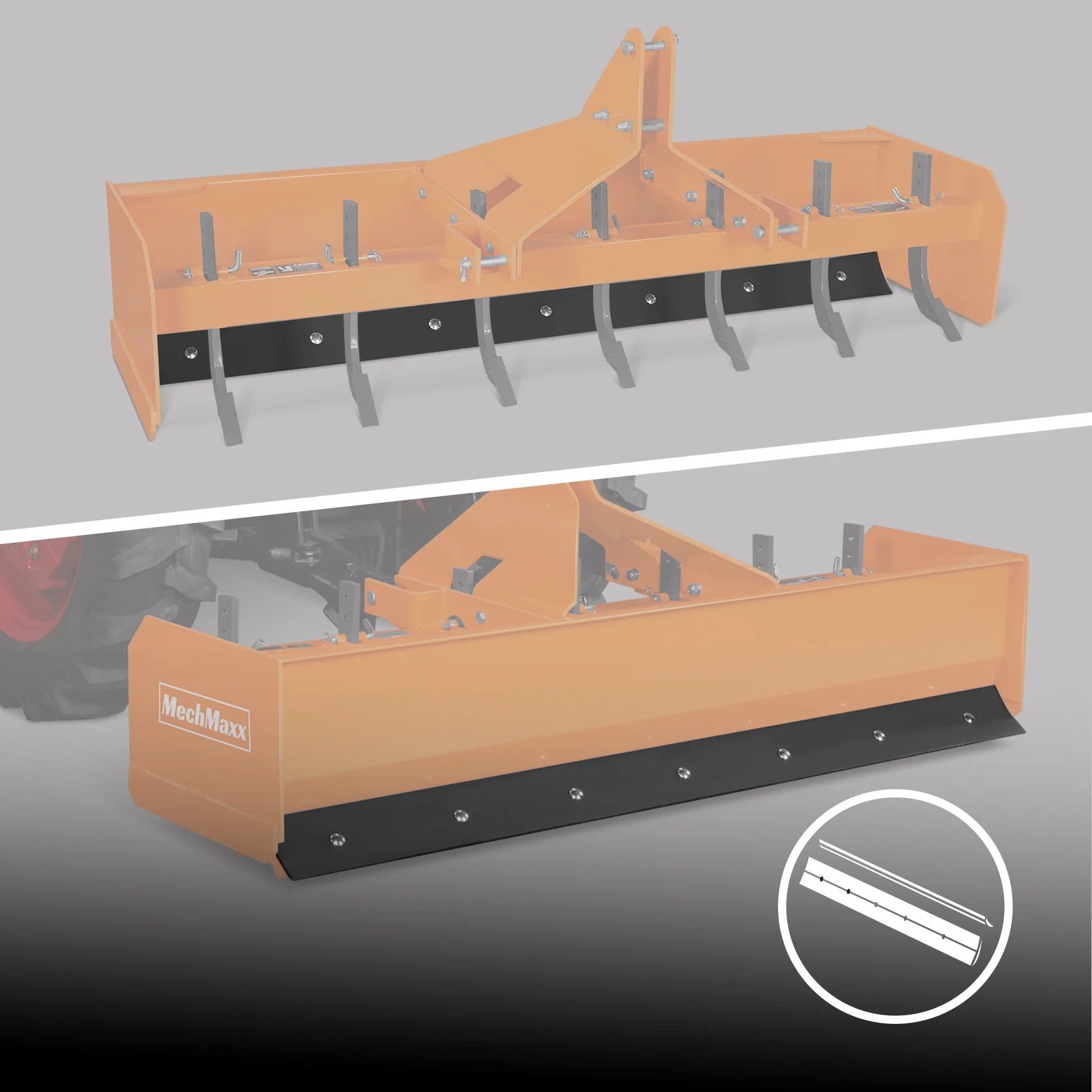 MechMaxx 84" Box Blade Scraper with 7 Shanks, 3-Point Hitch, Model BB84