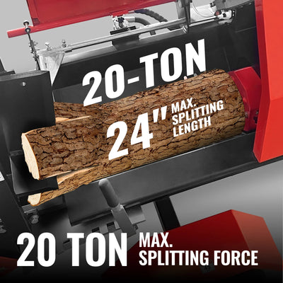 MechMaxx 20 Ton Log Splitter Processor with Conveyor, 24" x 15" Capacity with 18" Chainsaw, Model HLS20
