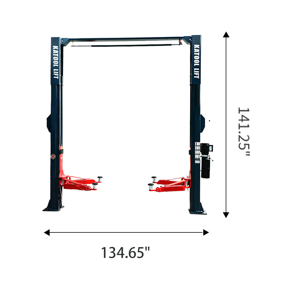 Katool KT-AS110D 11,000 lb Asymmetric 2-Post Car Lift with Single-Point Lock Release