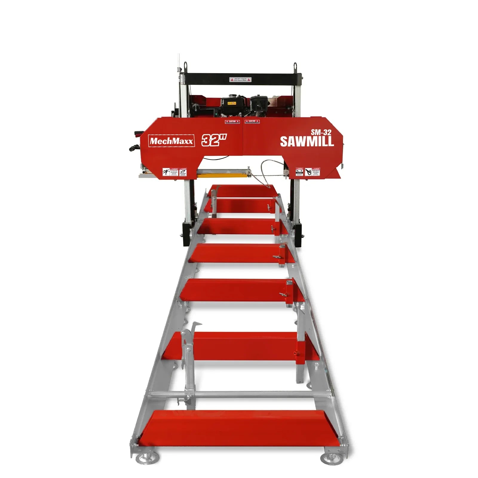MechMaxx 32" Portable Sawmill with 15HP 459cc Engine, 26.5" Board Width, 20' Track Length with Extension and 5 Blades Included, Model SM-32