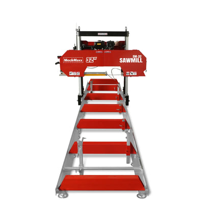MechMaxx 32" Portable Sawmill with 15HP 459cc Engine, 26.5" Board Width, 20' Track Length with Extension and 5 Blades Included, Model SM-32