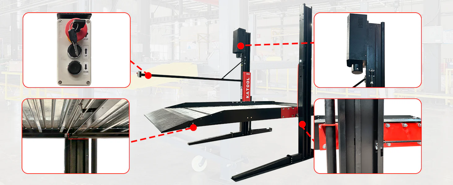 Katool KT-P2700 6,600 lb 2-Post Parking Lift for Home Garage Storage