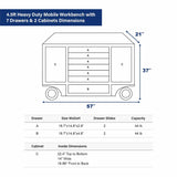 Chery Industrial 4.5ft Heavy Duty Mobile Workbench with 7 Drawers & 2 Cabinets - WW000193