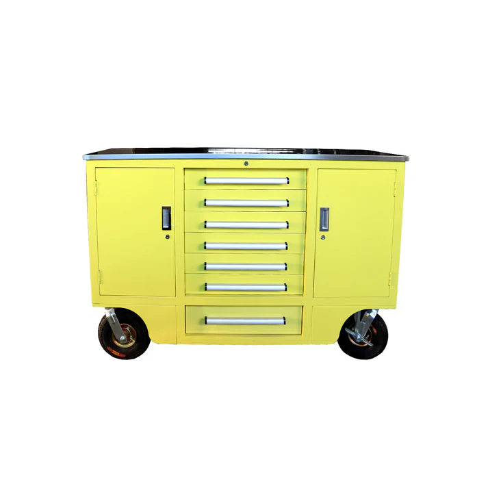 Chery Industrial 4.5ft Heavy Duty Mobile Workbench with 7 Drawers & 2 Cabinets - WW000193