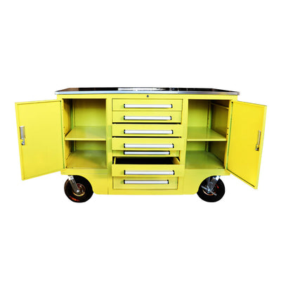 Chery Industrial 4.5ft Heavy Duty Mobile Workbench with 7 Drawers & 2 Cabinets - WW000193