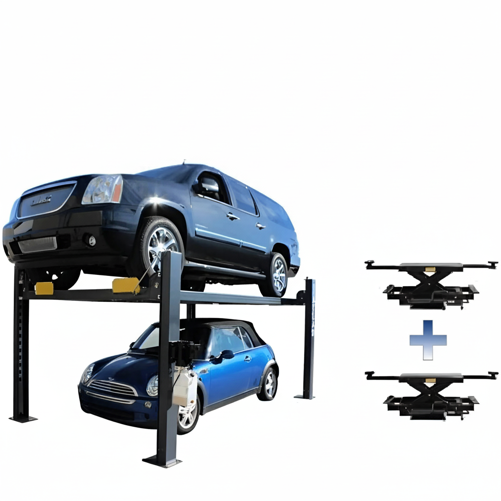 Atlas Equipment Premium 408SL 4 Post Lift + RJ35 Sliding Jacks Combo