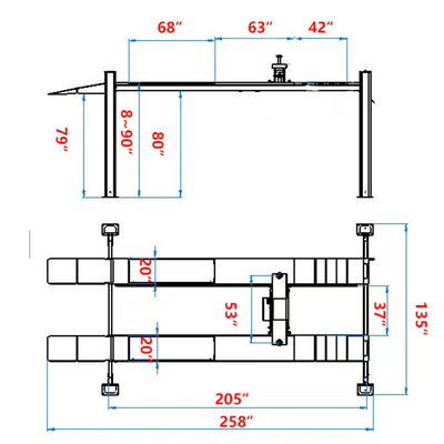 Katool KT-4H120X 12,000 lb Heavy-Duty 4-Post Car and Truck Lift with Rolling Jack