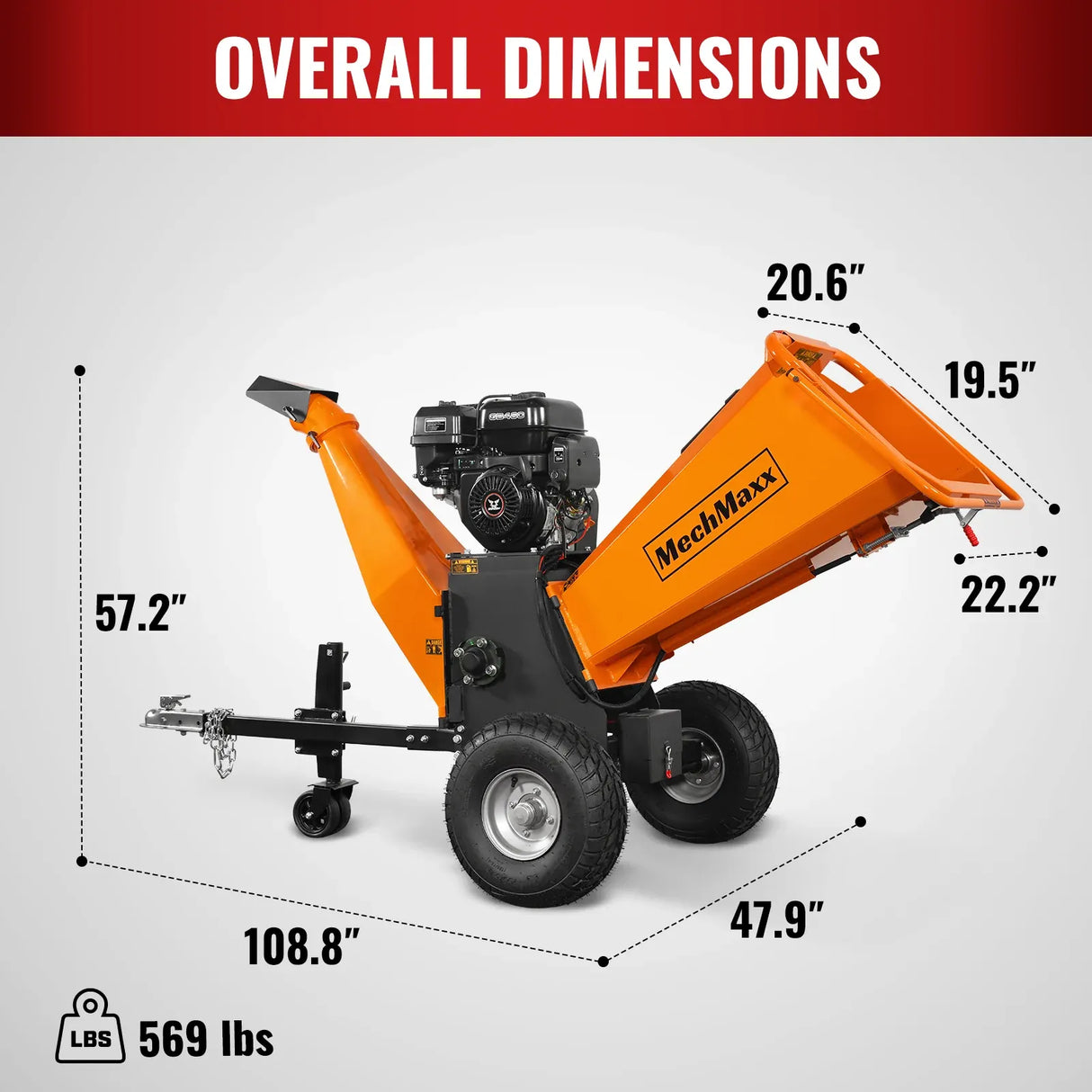 MechMaxx 6" 15HP 459cc ZONSEN E-Start Drum Wood Chipper, Model P4206