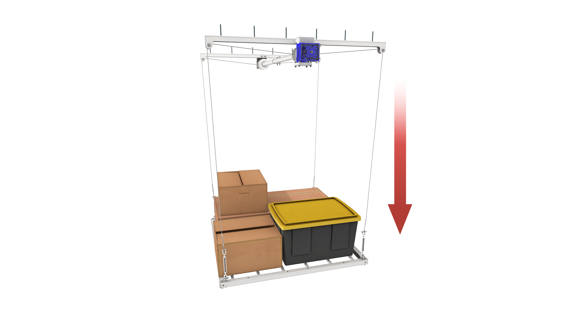 EZ Garage Storage E-Z Lift 4 ft x 4 ft Overhead Storage Lift 8 ft Drop 400 lb - R4X4
