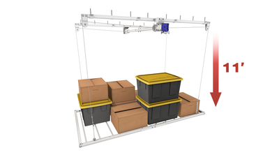 EZ Garage Storage E-Z Lift Pro Max 4 ft x 8 ft Overhead Storage Lift 11 ft Drop 700 lb - R4X8PM