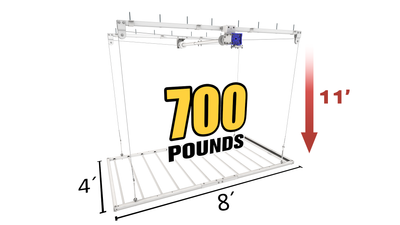 EZ Garage Storage E-Z Lift Pro Max 4 ft x 8 ft Overhead Storage Lift 11 ft Drop 700 lb - R4X8PM
