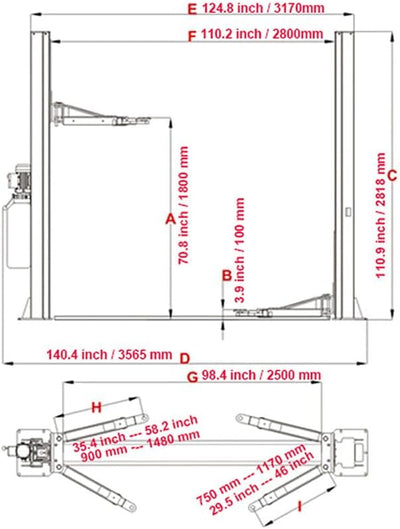 Katool AK-H115Z 11,000 lb 2-Post Car Lift with 3.0HP Motor