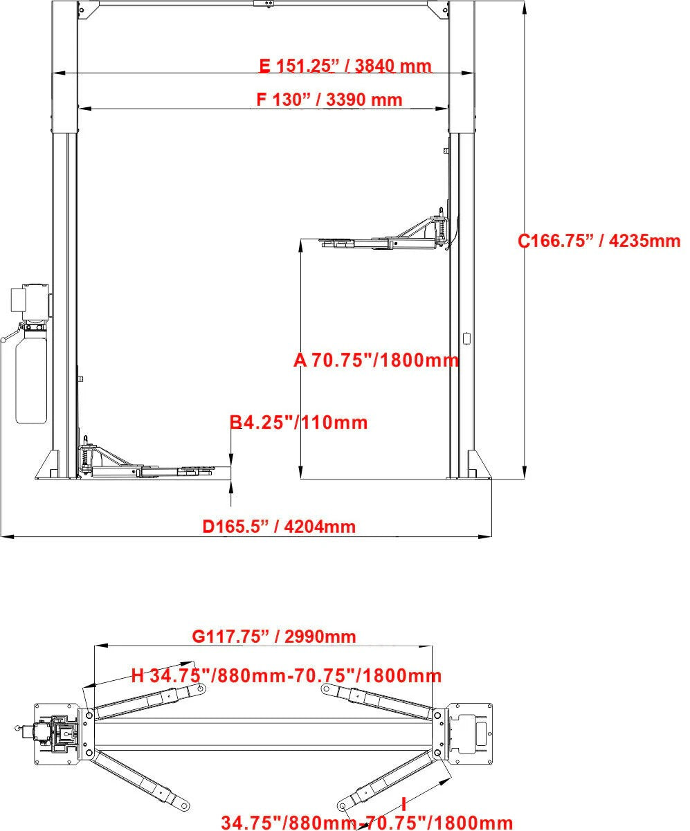 Katool KT-M120 12,000 lb 2-Post Car Lift for Heavy-Duty Shop Use