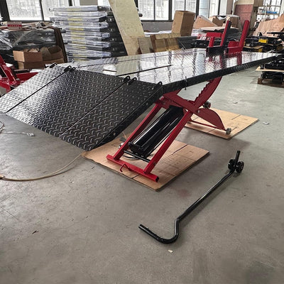 Katool KT-Moto150 1,000 lb Motorcycle Lift Table with Hydraulic Foot Pump and Side Extensions