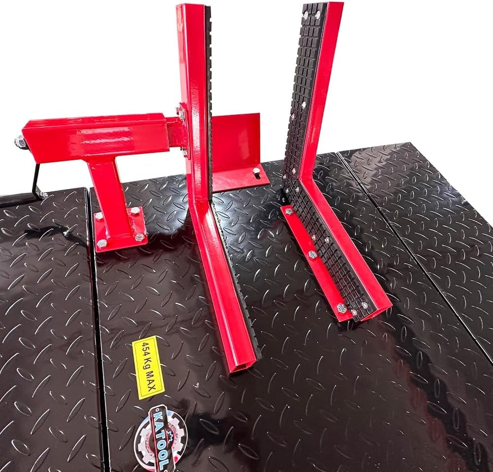 Katool KT-Moto150 1,000 lb Motorcycle Lift Table with Hydraulic Foot Pump and Side Extensions