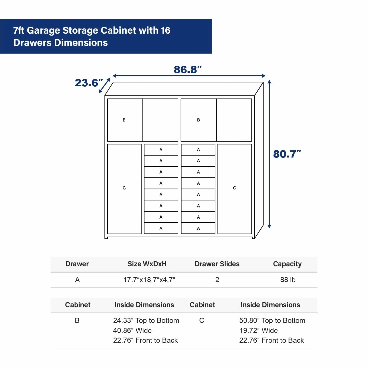 Chery Industrial 7ft Garage Storage Cabinet with 16 Drawers - WW000201