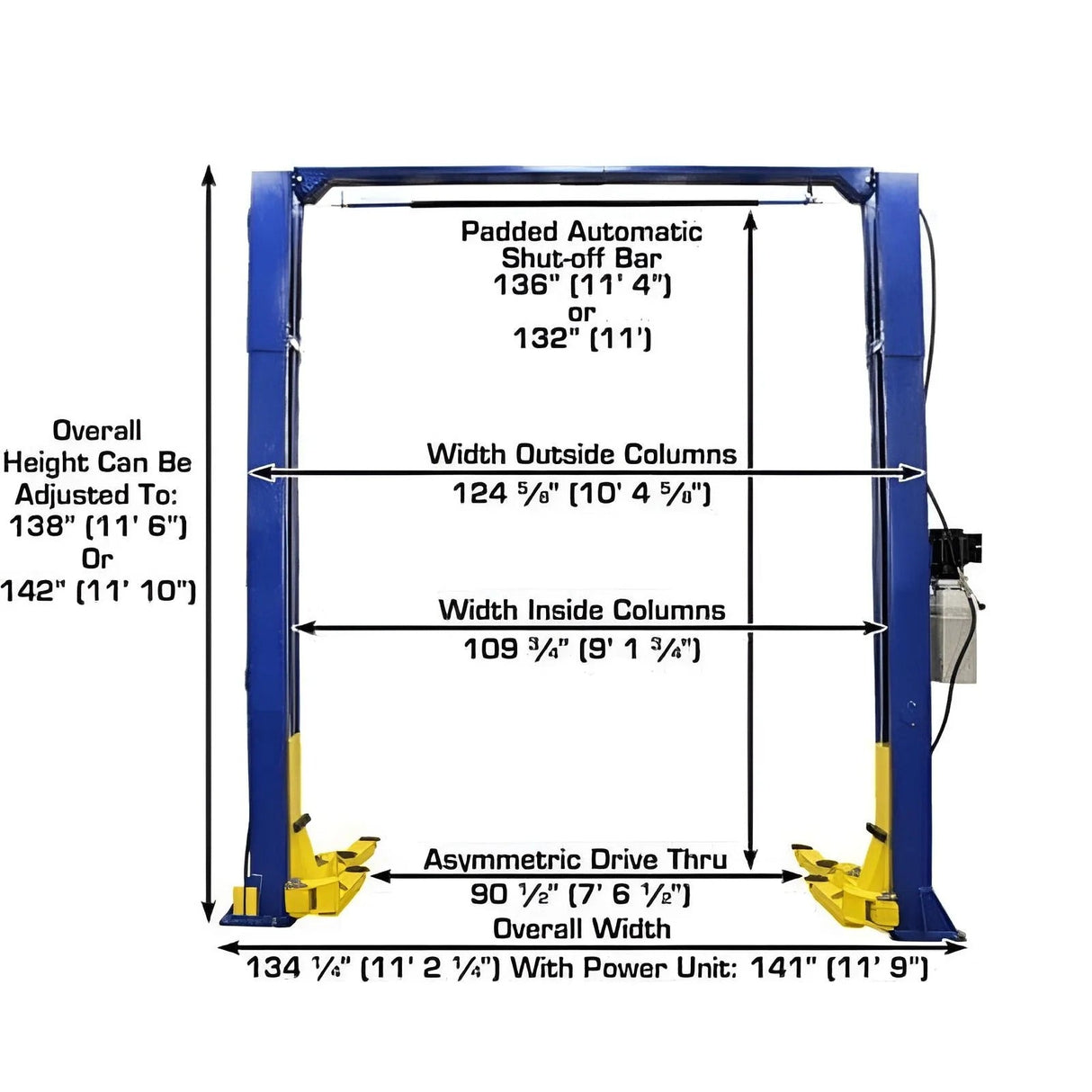 Atlas 9KOHX 9,000 lb Overhead 2-Post Lift
