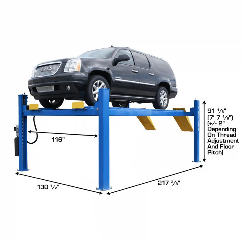 Atlas 414A 14,000 lb 4-Post Alignment Lift with Adjustable Turntables and Built-In Slip Plates