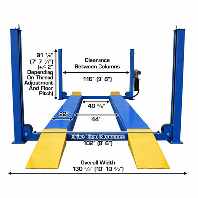 Atlas 414A 14,000 lb 4-Post Alignment Lift with Adjustable Turntables and Built-In Slip Plates