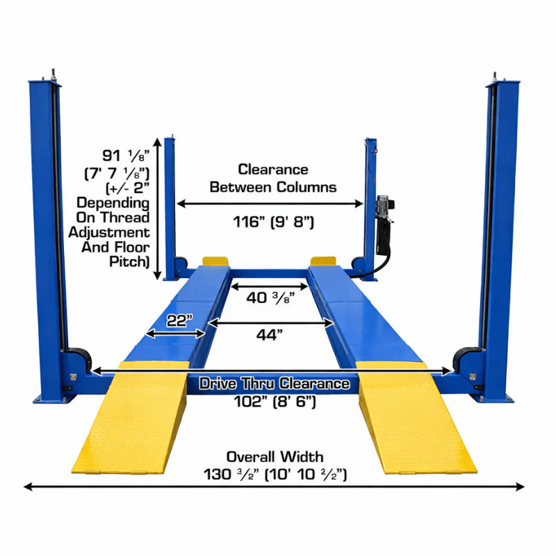Atlas 414A 14,000 lb 4-Post Alignment Lift with Adjustable Turntables and Built-In Slip Plates