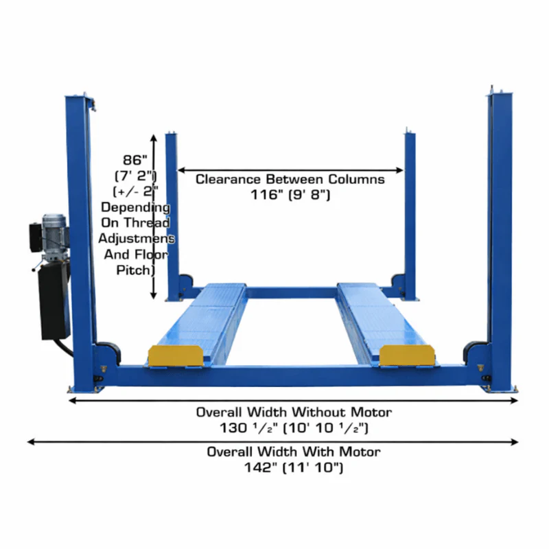 Atlas 414A 14,000 lb 4-Post Alignment Lift with Adjustable Turntables and Built-In Slip Plates