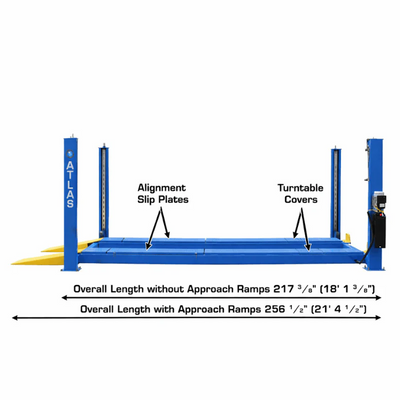 Atlas 414A 14,000 lb 4-Post Alignment Lift with Adjustable Turntables and Built-In Slip Plates