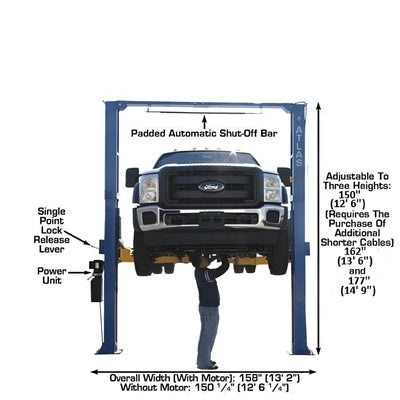 Atlas PV15PX 15,000 lb Heavy-Duty Overhead 2-Post Lift – Extra Tall & Wide Commercial Vehicle Lift