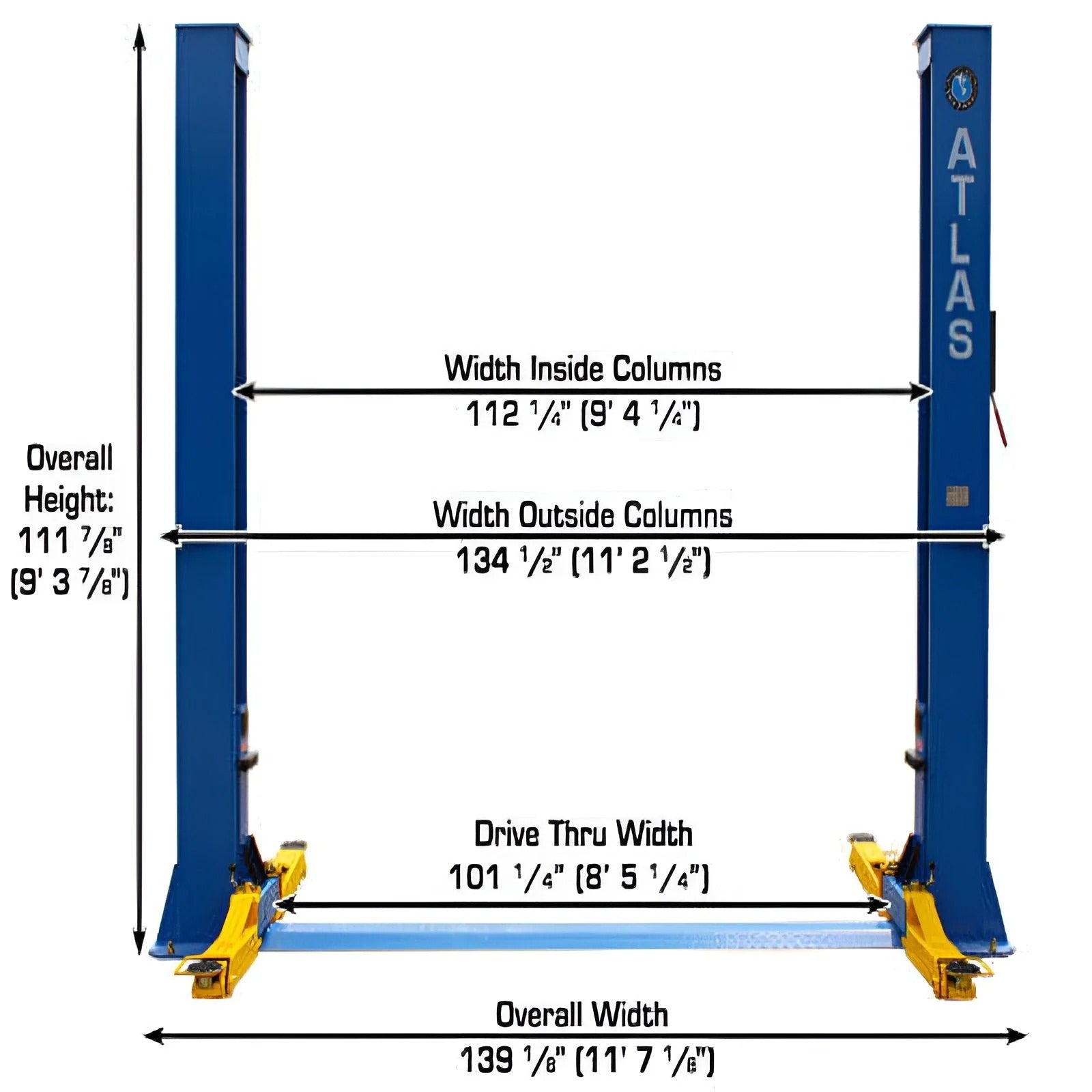 Atlas BP10000X 10,000 lb Baseplate 2-Post Lift
