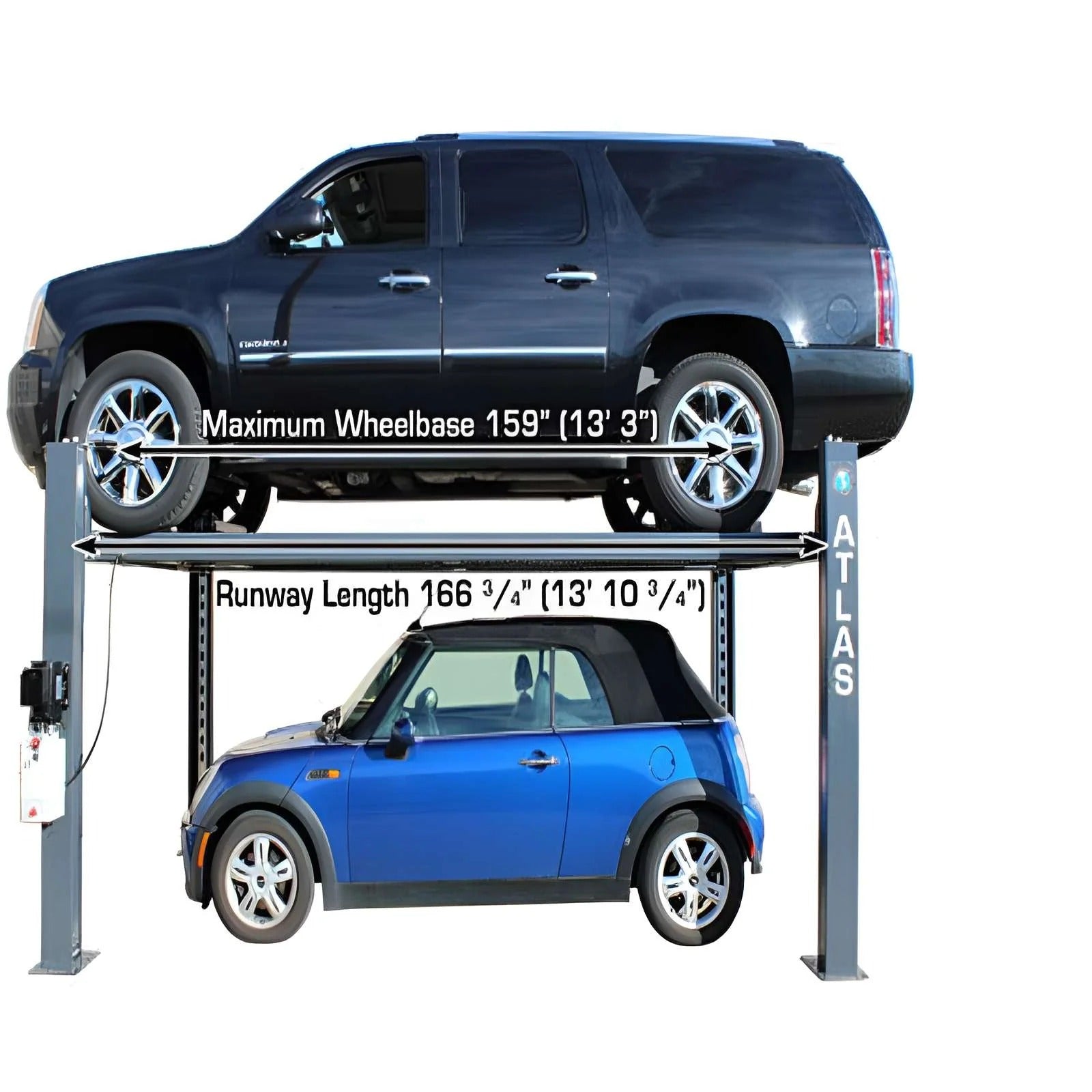 Atlas Equipment Premium 408SL 4 Post Lift + RJ35 Sliding Jacks Combo