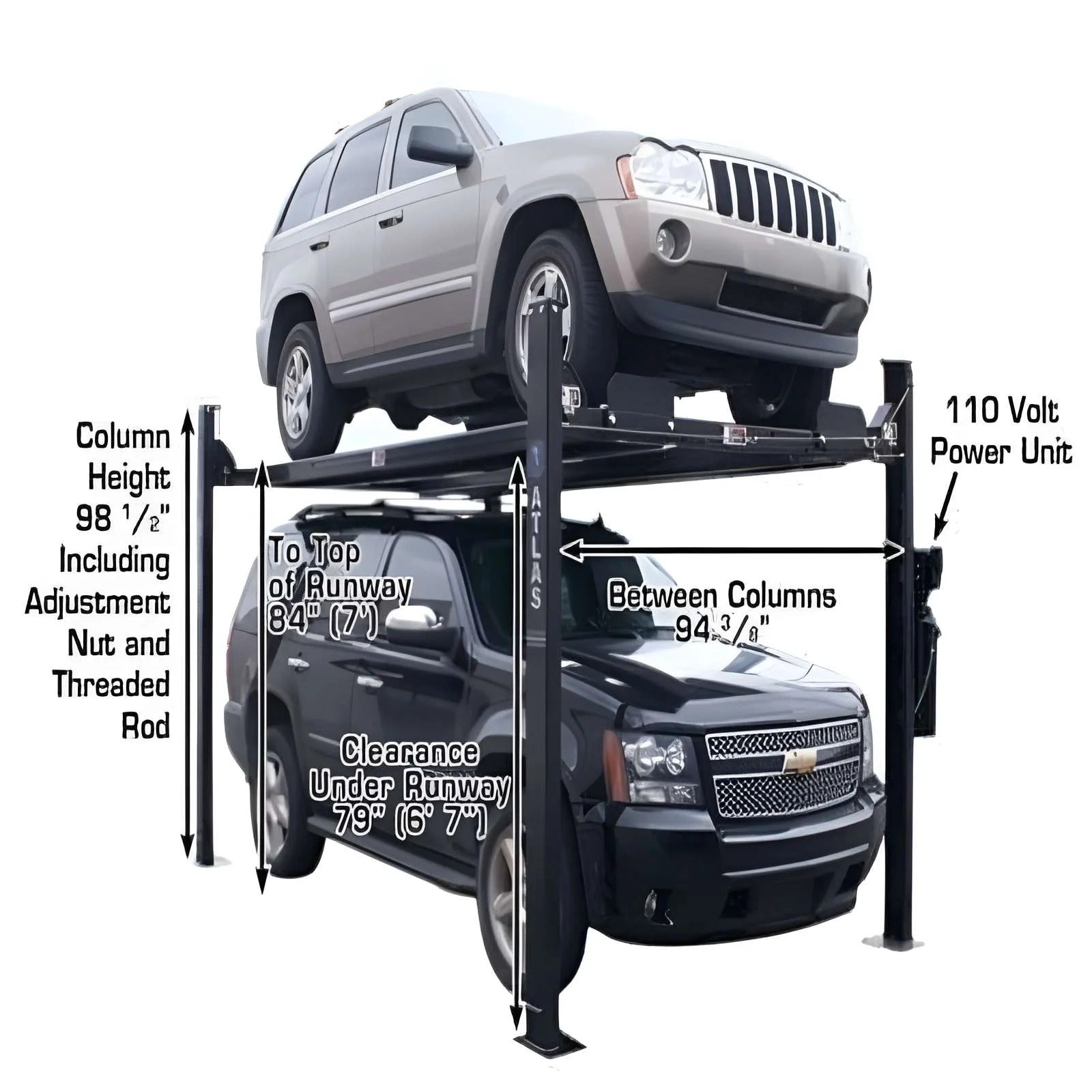 Atlas Garage PRO 8000EXT 8,000 lb Extra Tall 4-Post Vehicle Lift