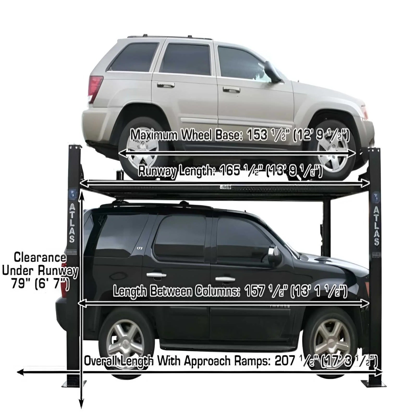 Atlas Garage PRO 8000EXT 4-Post Lift with RJ35 Sliding Bridge Jacks Combo (8,000 lb Capacity)