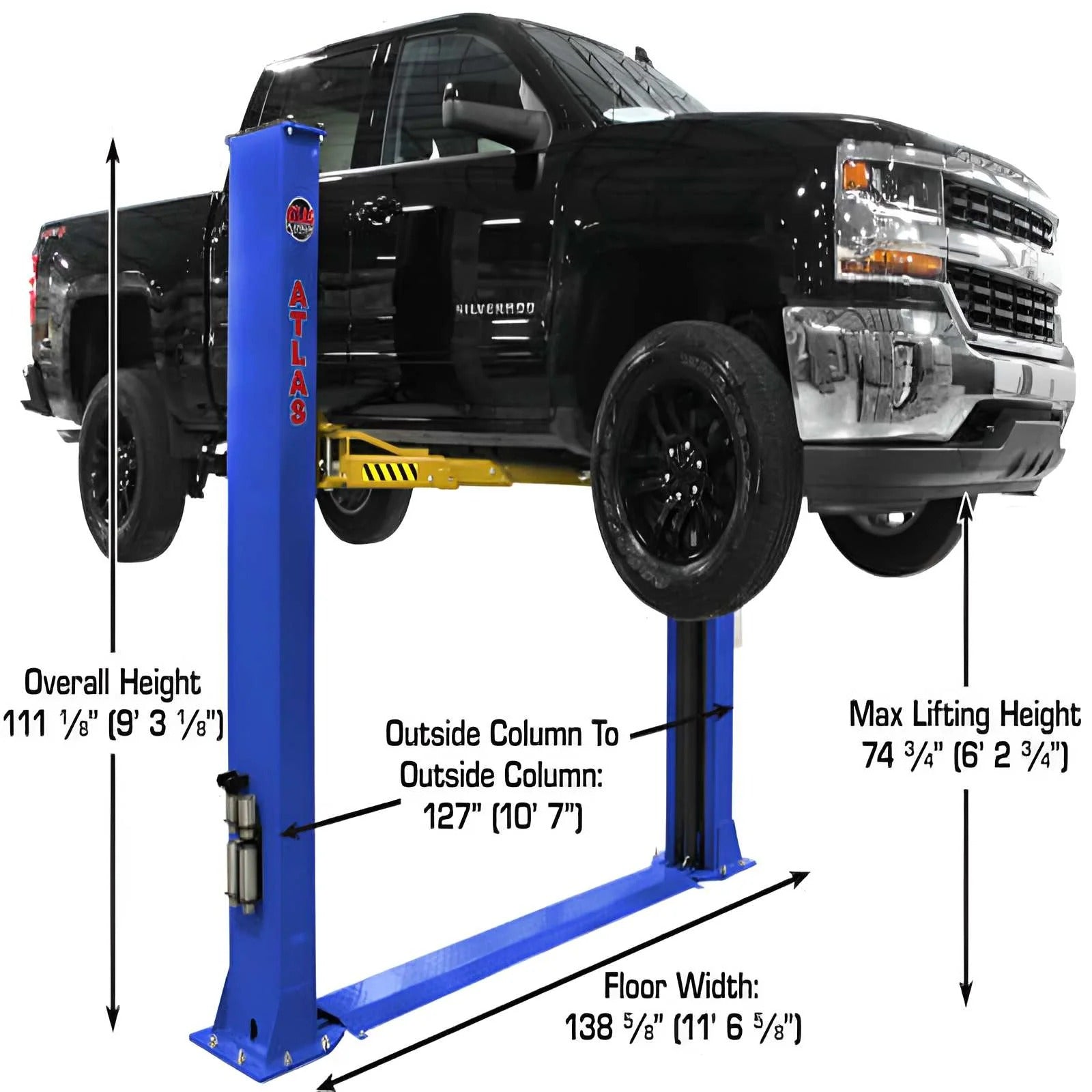 Atlas PVL9BP 9,000 lb ALI Certified Baseplate 2-Post Lift