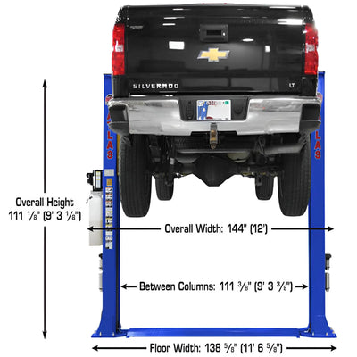 Atlas PVL9BP 9,000 lb ALI Certified Baseplate 2-Post Lift