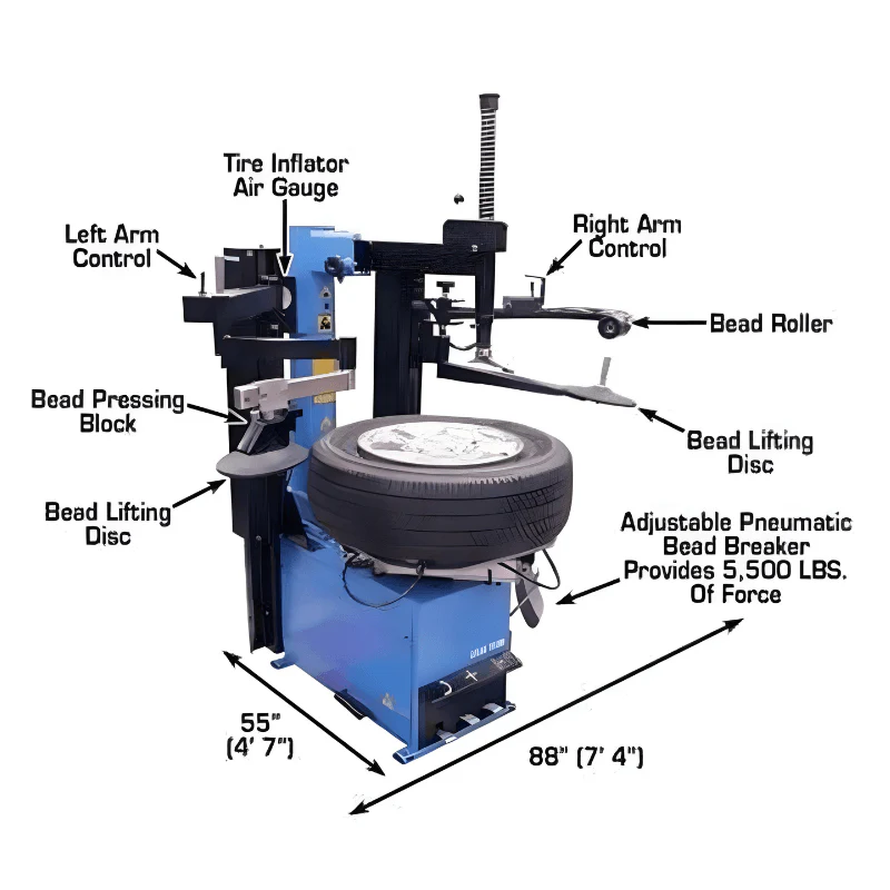 Atlas TC289 Tire Changer with Dual Assist Arm System for Low-Profile and Run-Flat Tires