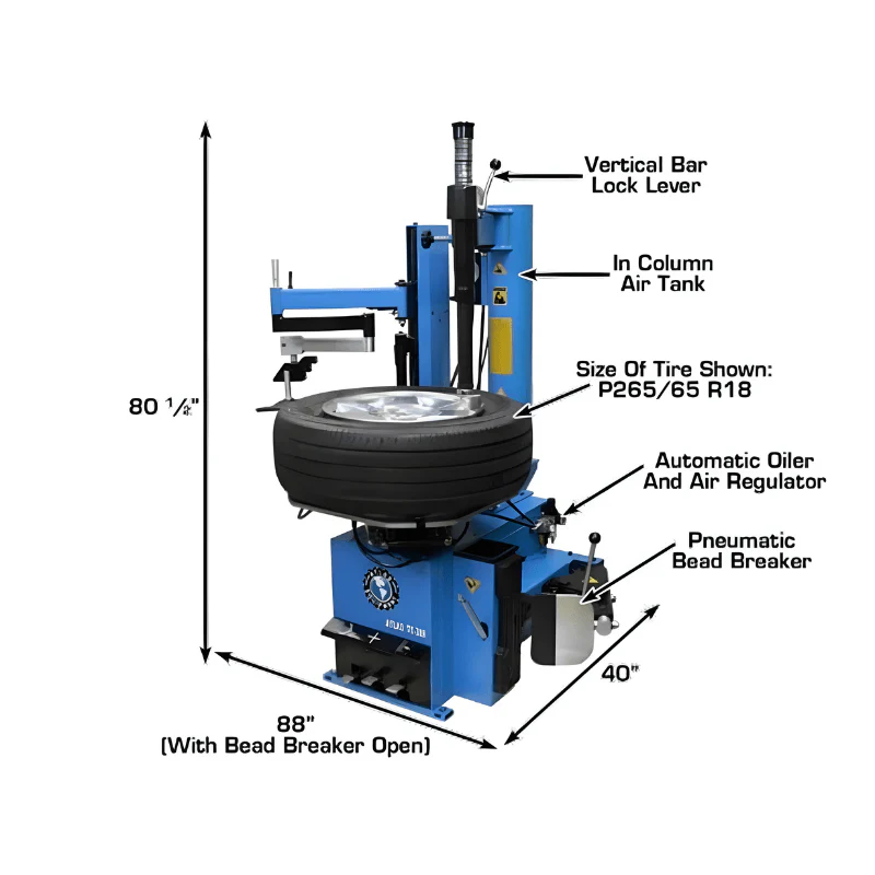 Atlas TC289LH Extra Large Rim Clamp Tire Changer with Left-Hand Assist Arm System for SUV and Truck Tires