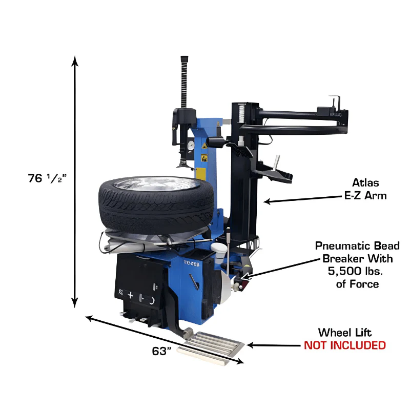 Atlas TC755EZ Tilt-Back Rim Clamp Tire Changer with E-Z Assist Arm System