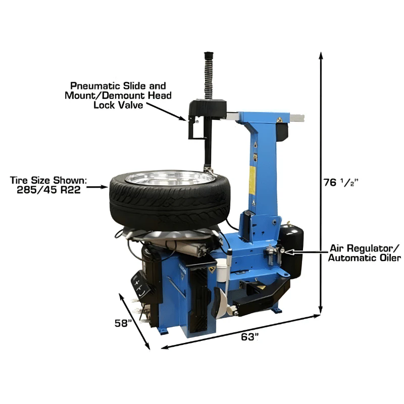 Atlas TC755 Tilt-Back Rim Clamp Tire Changer with Integrated Beadblaster