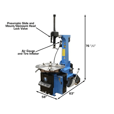 Atlas TC755 Tilt-Back Rim Clamp Tire Changer with Integrated Beadblaster