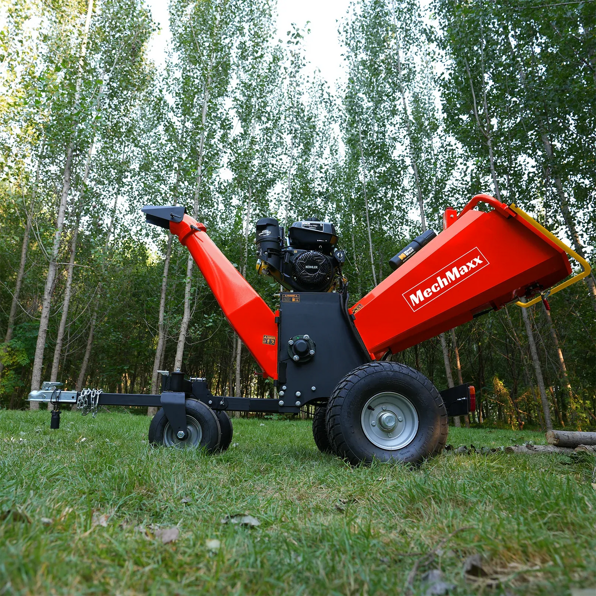 MechMaxx 6" 14HP 429cc KOHLER 4-Wheel Drum Wood Chipper with Taillight, Model B150
