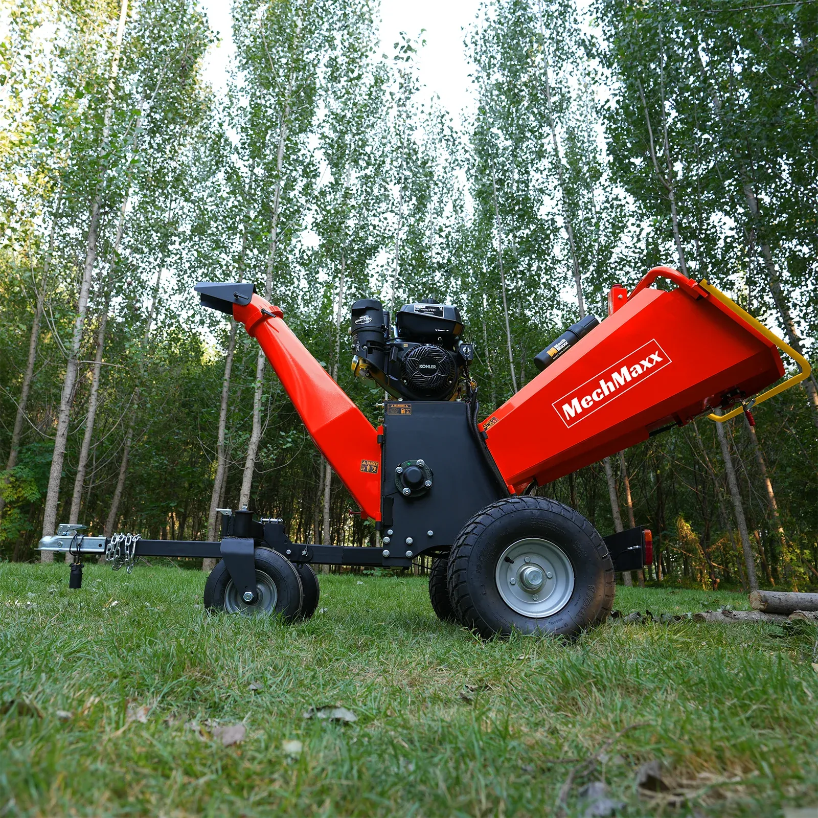 MechMaxx 6" 14HP 429cc KOHLER 4-Wheel Drum Wood Chipper with Taillight, Model B150