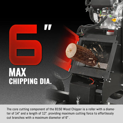 MechMaxx 6" 15HP 459cc ZONSEN 4-Wheel Drum Wood Chipper with Taillight, Model B150