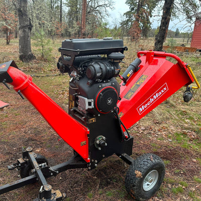 MechMaxx 8" 35HP 1000cc ZONSEN 4-Wheel Drum Wood Chipper with Taillight, Model B200
