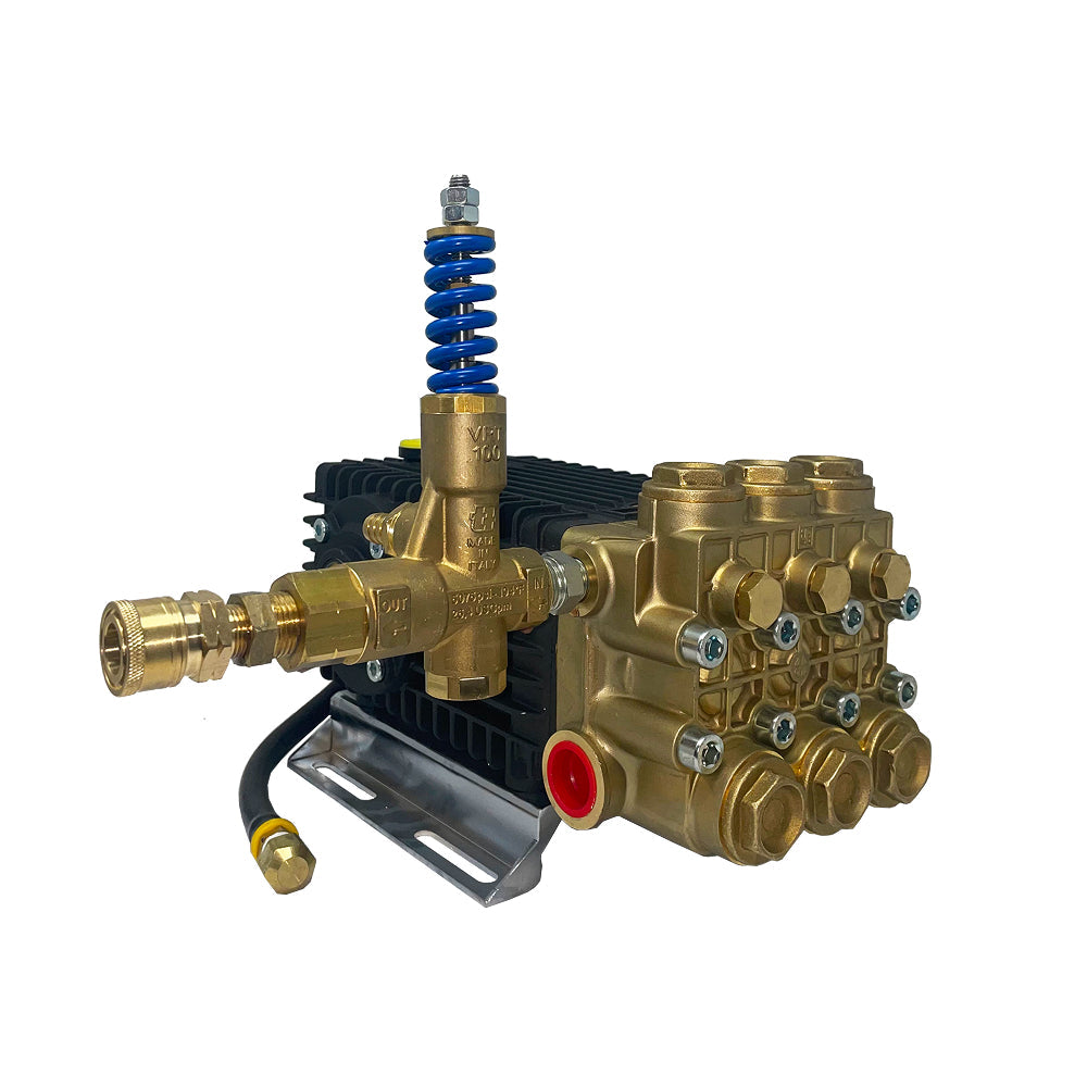 BE Power Equipment General Pump TSF2021 Triplex Pressure Washer Pump Assembly 8.5 GPM 4000 PSI with 24mm Belt Drive Shaft - 85.139.071B